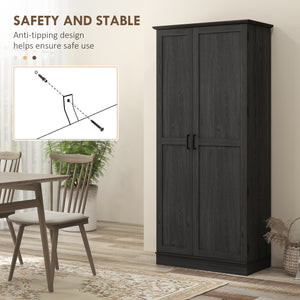 Storage unit with door shelves and adjustable shelves, black