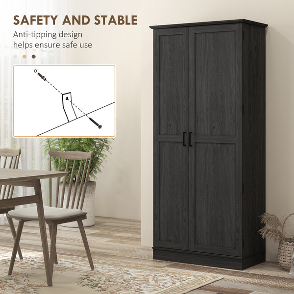 Storage unit with door shelves and adjustable shelves, black