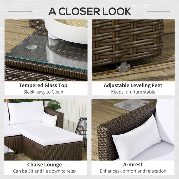 3 Piece Rattan Sofa Set with Coffee Table, Cushions and Pillows