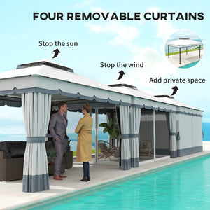 10' x 12' Double Roof Garden Gazebo, Outdoor Shelter with Netting and Curtains, for Garden, Lawn and Patio 