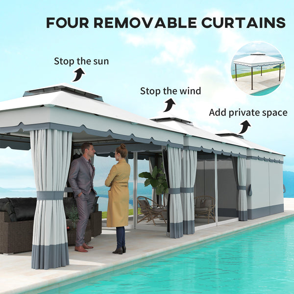 10' x 12' Double Roof Garden Gazebo, Outdoor Shelter with Netting and Curtains, for Garden, Lawn and Patio 