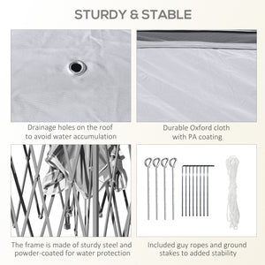 11' x 11' Folding Gazebo, Double-Fly Pop-Up Tent with Zippered Mesh Sidewalls, Adjustable Height and Carry Bag, Gray