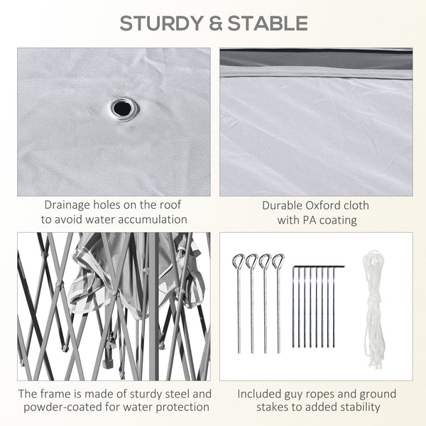 11' x 11' Folding Gazebo, Double-Fly Pop-Up Tent with Zippered Mesh Sidewalls, Adjustable Height and Carry Bag, Gray