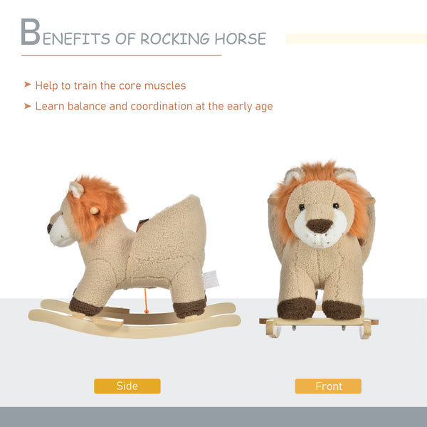 Rocking Lion with Sound and Seat Belt, Brown