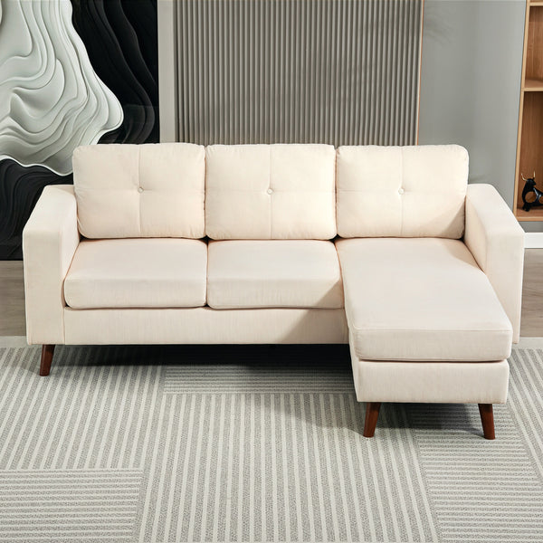 Sectional sofa with convertible chaise longue, cream white