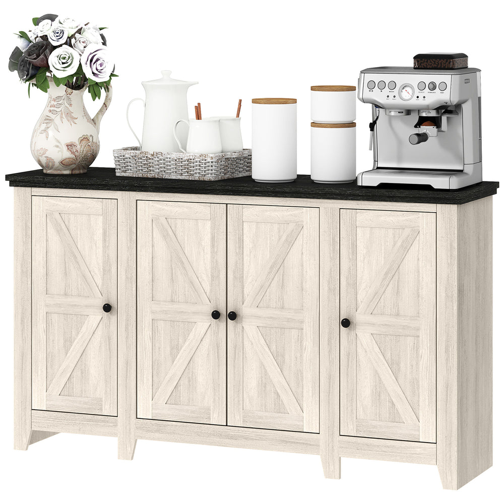 Rustic Sideboard with Adjustable Shelves for Living Room, Dining Room and Entryway, White Wood Grain