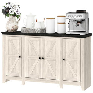 Rustic Sideboard with Adjustable Shelves for Living Room, Dining Room and Entryway, White Wood Grain