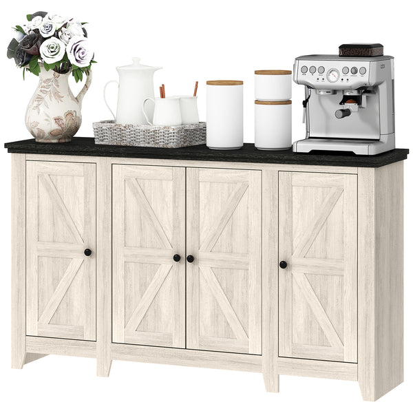 Rustic Sideboard with Adjustable Shelves for Living Room, Dining Room and Entryway, White Wood Grain