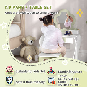 Dressing table with stool, mirror, drawer and storage boxes, white