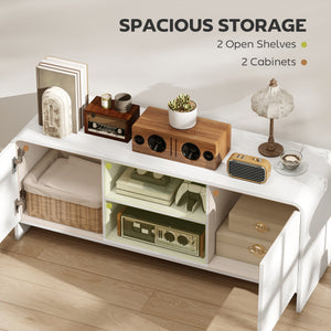 TV stand for TVs up to 55 inches with 2 cupboards and 2 shelves, white