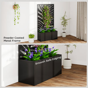 Metal planter with trellis for climbing plants