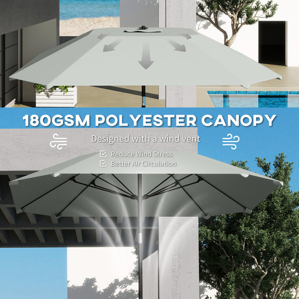 7.6-foot parasol with crank and tilt knob, light gray 