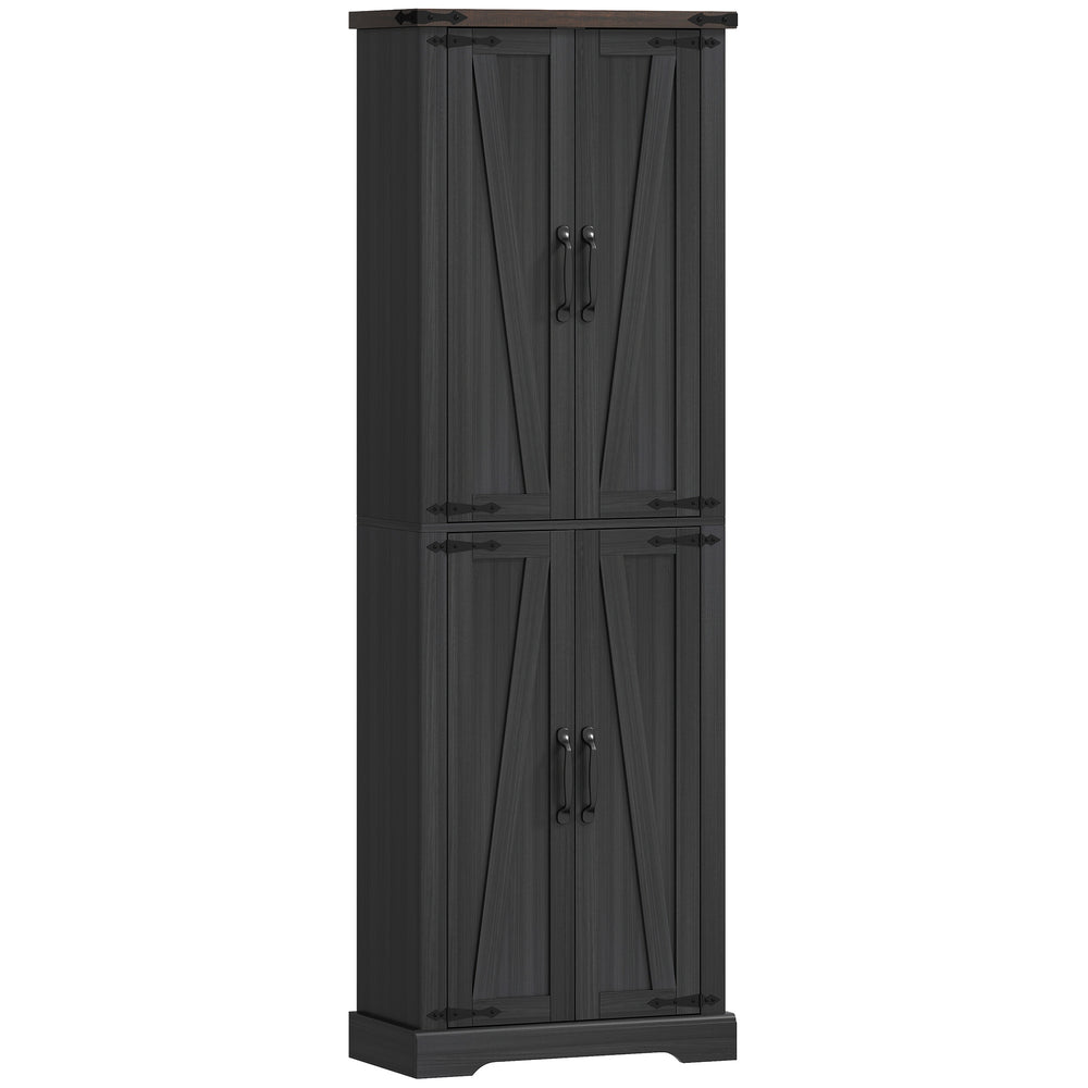 72-inch Farmhouse Style Storage Cabinet with Adjustable Shelves for Dining Room, Black
