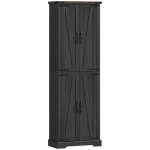 72-inch Farmhouse Style Storage Cabinet with Adjustable Shelves for Dining Room, Black