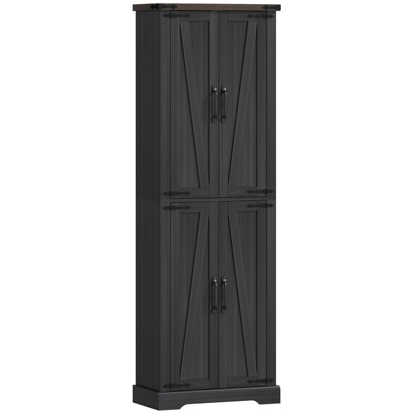 72-inch Farmhouse Style Storage Cabinet with Adjustable Shelves for Dining Room, Black