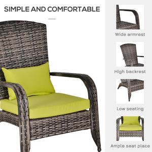 Adirondack chair in woven resin with soft cushions, green