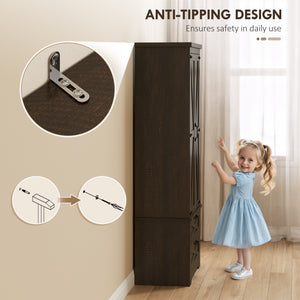 Country style pantry with drawers, distressed dark brown