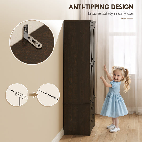 Country style pantry with drawers, distressed dark brown