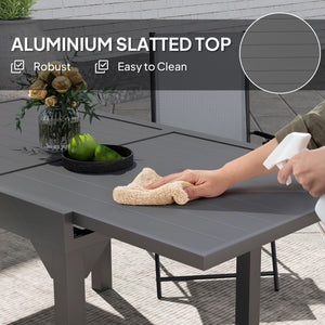 Extendable aluminum outdoor dining table, gray