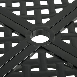 Round outdoor dining table with parasol hole
