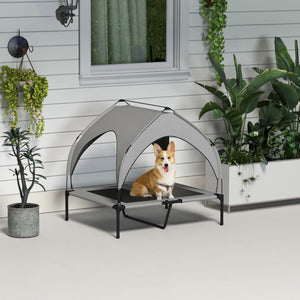 Elevated cooling dog bed with washable breathable mesh canopy