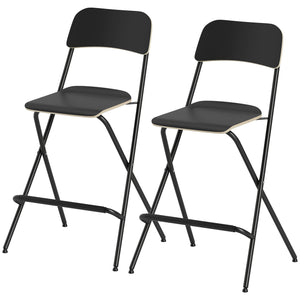 Set of 2 folding bar stools, black