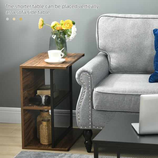 Set of 2 square coffee tables, brown