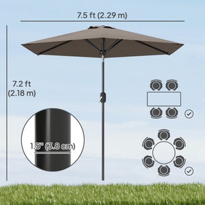 7.5 ft. 6-rib dark grey patio umbrella