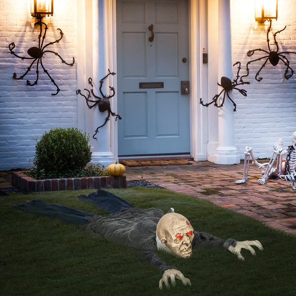 Life Size Halloween Decoration for Outdoors, Crawling Zombie, 1.67m, with Sound and Motion Activated, Light-Up Eyes, Scary Sound