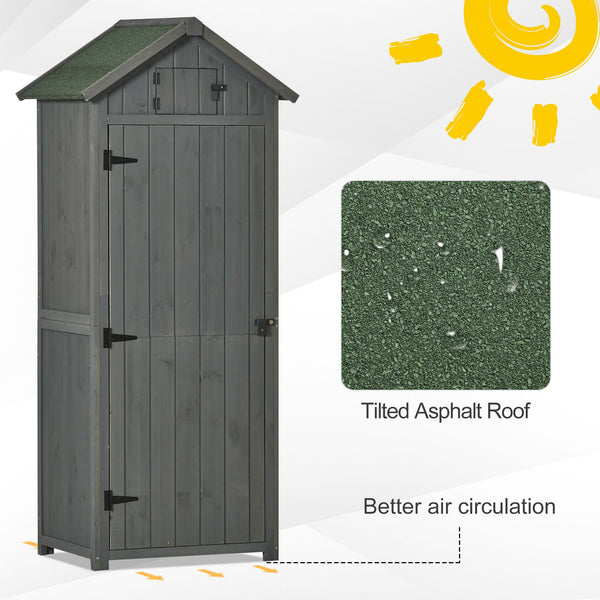 Garden shed with 3 shelves, grey