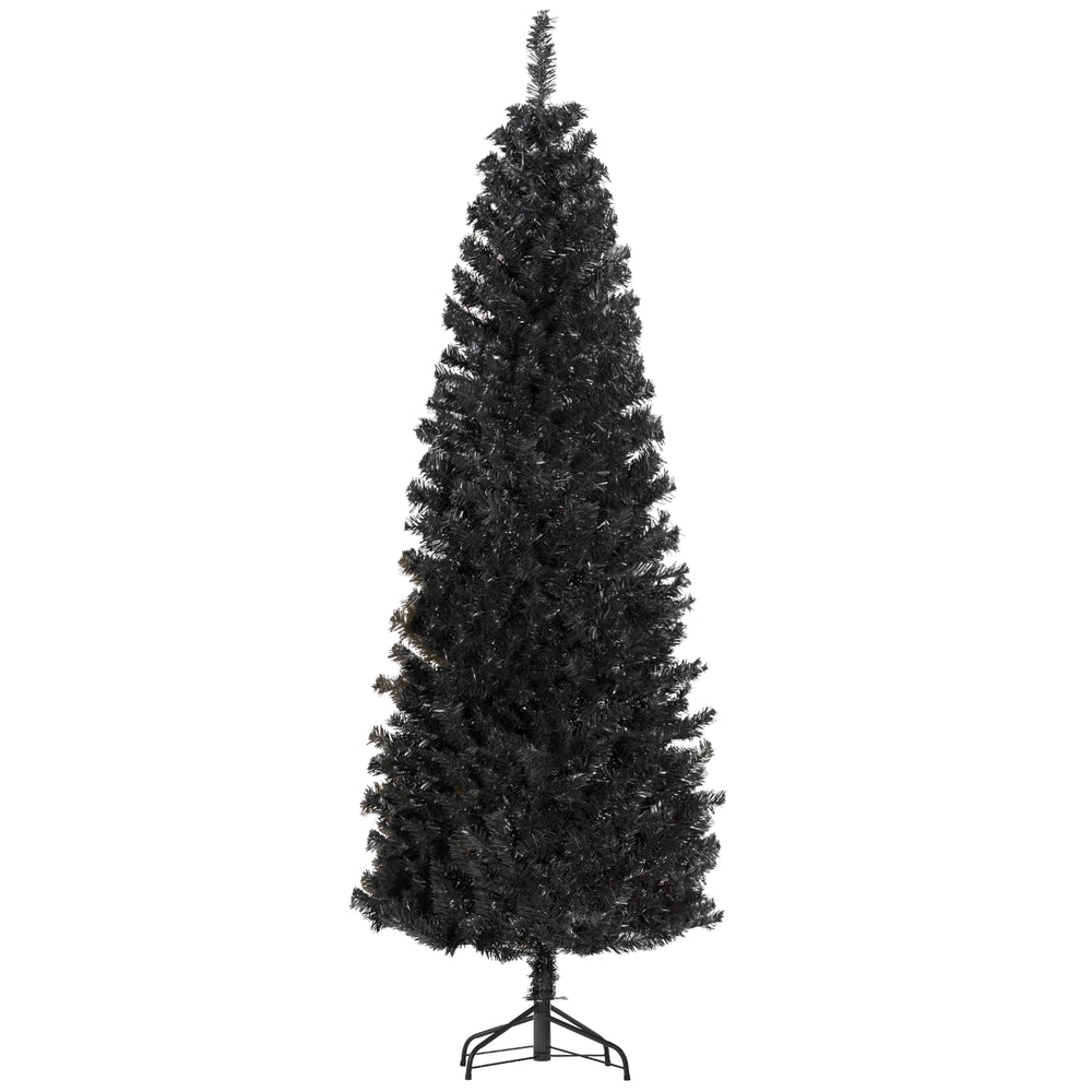 7ft Black Artificial Christmas Tree with Automatic Opening