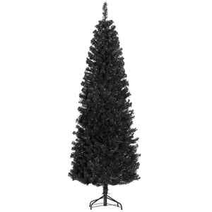 7ft Black Artificial Christmas Tree with Automatic Opening