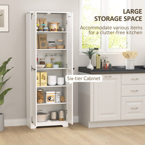 Country Style Tall Storage Cabinet with 2 Doors and Adjustable Shelves, Distressed White