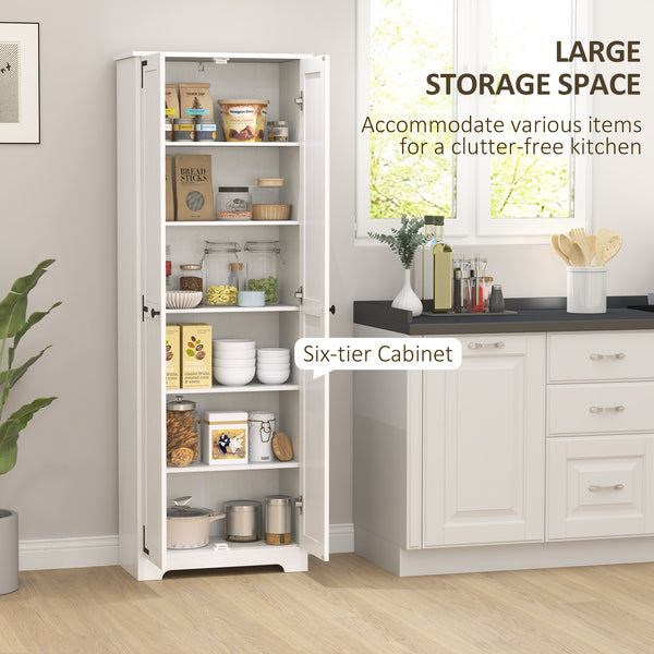 Country Style Tall Storage Cabinet with 2 Doors and Adjustable Shelves, Distressed White