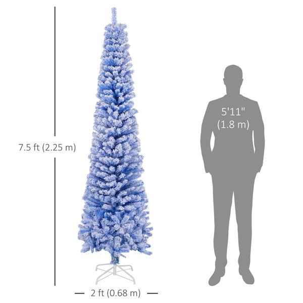 7.3ft Frosted Blue Pencil Christmas Tree