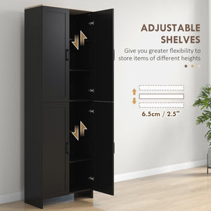 4-door kitchen cabinet with adjustable shelves, black