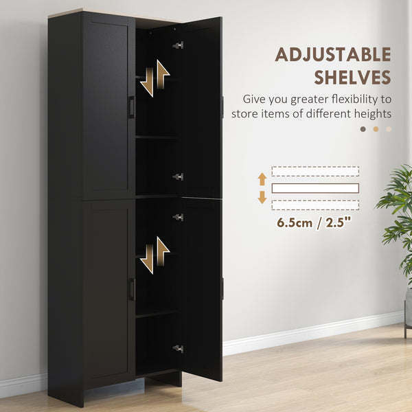 4-door kitchen cabinet with adjustable shelves, black