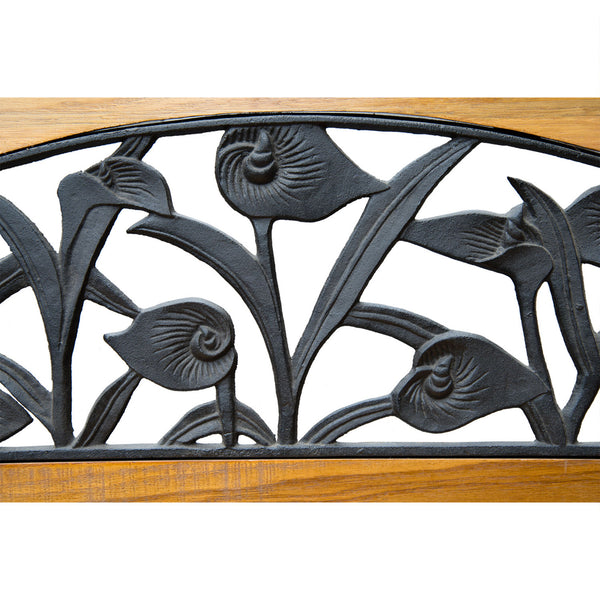 50" 2-seater garden bench, cast iron/wood, natural