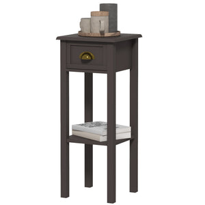 2-Tier Side Table with Drawer and Shelf, Coffee