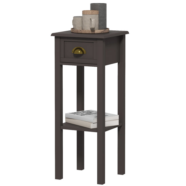 2-Tier Side Table with Drawer and Shelf, Coffee