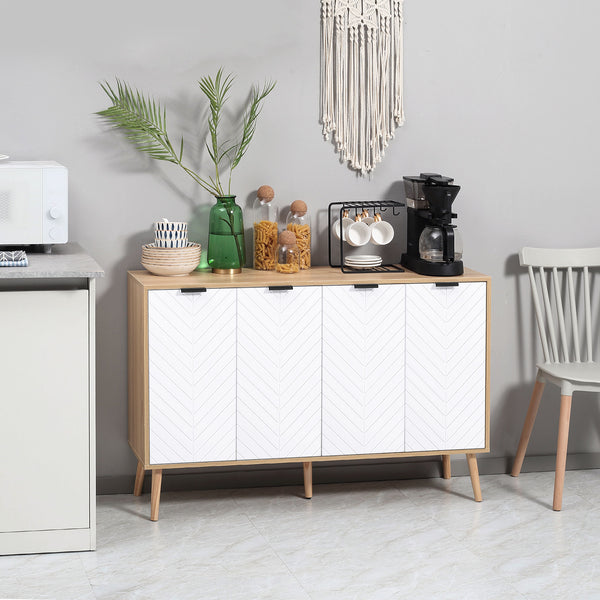 Modern sideboard with adjustable shelves and 4 doors, natural
