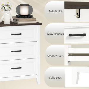 Wide chest of drawers with 6 drawers, storage chest, white