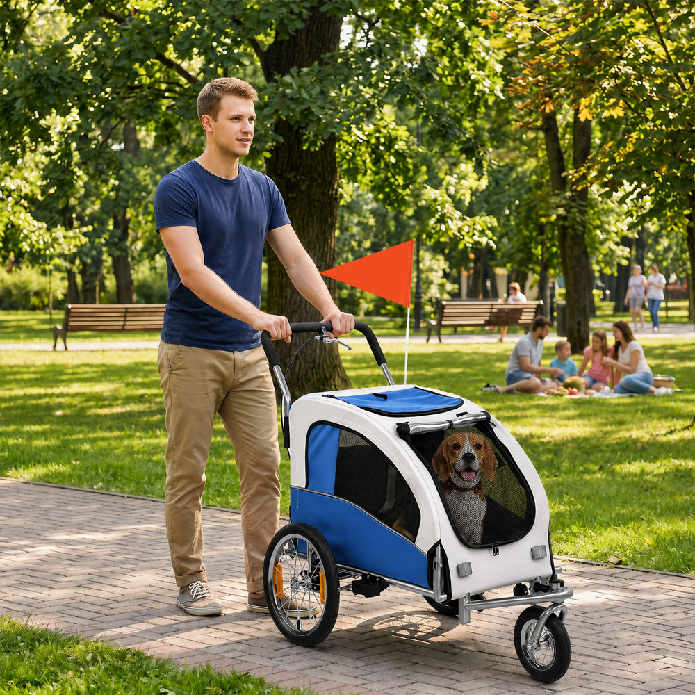 2-in-1 dog bike trailer and stroller, light gray