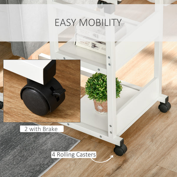 Height Adjustable Standing Desk with Casters, White