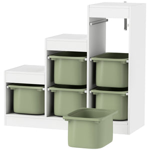 3-Tier Storage Shelf with 6 Plastic Bins, Green