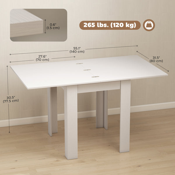 Extendable dining table for 4 to 6 people, white