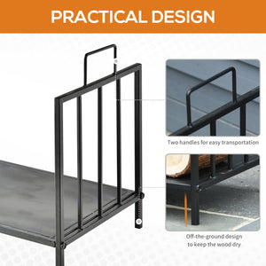 44.5cm Heavy Duty Metal Log Rack with Side Handles