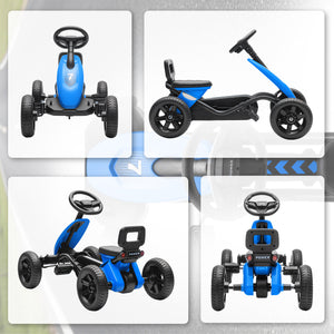Pedal go-kart with silent EVA wheels, blue