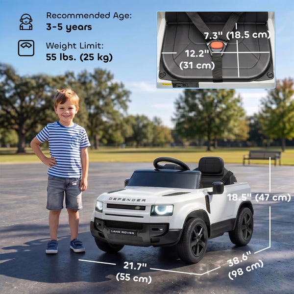 12V Kids Electric Ride-On Car with Remote Control, White
