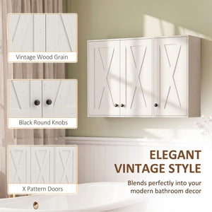 35-in bathroom wall cabinet with 3 doors and adjustable shelves, white